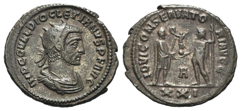 Diocletian (284-305). Radiate (22mm, 3.72g, 11h). Antioch, AD 284. Radiate, drap...