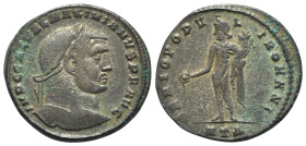 Galerius (305-311). Æ Follis (29mm, 9.70g, 6h). Heraclea, c. 308-9. Laureate bust r. R/ Genius standing facing, head l., holding cornucopia and patera...
