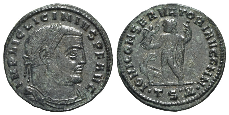 Licinius I (308-324). Æ Follis (24mm, 3.30g, 6h). Thessalonica, 312-3. Laureate,...