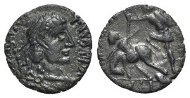 Barbarous Æ, imitating Constantius II, c. 4th-5th century (15mm, 1.53g, 6h). Diademed, draped and cuirassed bust r. R/ Soldier standing l., spearing f...