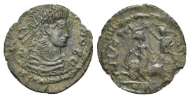 Barbarous Æ, imitating Constans or Constantius II, c. 4th-5th century (17mm, 1.50g, 6h). Diademed, draped and cuirassed bust r. R/ Soldier standing l....