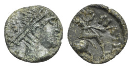 Barbarous Æ, imitating Constans or Constantius II, c. 4th-5th century (10mm, 0.90g, 6h). Diademed, draped and cuirassed bust r. R/ Soldier standing l....