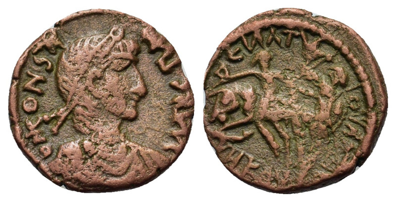 Constans (337-350). Æ Follis (16,1mm, 1.9g). Barbaric imitation. Laureate and dr...