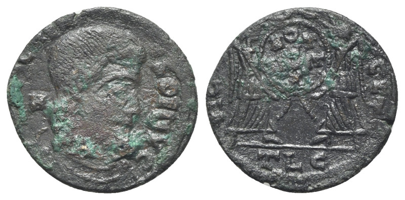 Magnentius (350-353). Æ (19mm, 2.79g, 6h). Imitation of Lugdunum. Bare-headed an...