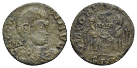Magnentius (350-353). Æ Contemporary imitation (18mm, 1.82g, 6h). Bare-headed and cuirassed bust r. R/ Two Victories standing facing each other, holdi...