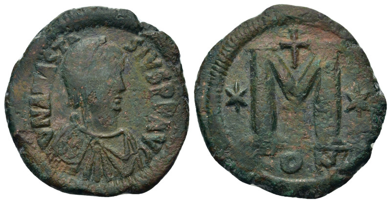 Anastasius I (491-518). Æ 40 Nummi (34mm, 16.59g, 6h). Constantinople. Diademed,...