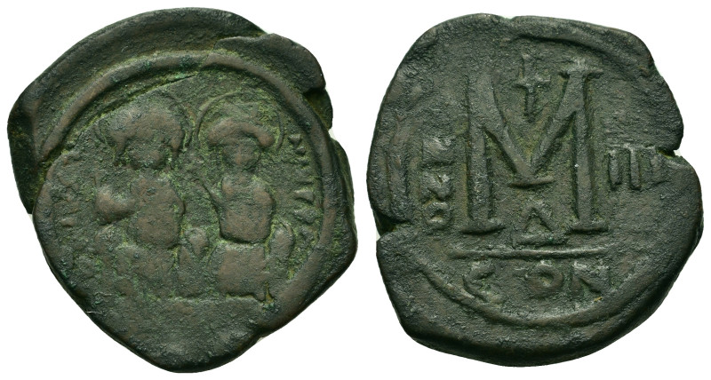 Justin II and Sophia (565-578). Æ 40 Nummi (27,8mm, 15.66g). Constantinople, yea...