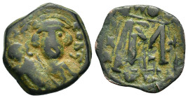 Constans II (641-668). Æ 40 Nummi (22,1mm, 5.5g). Constantinople. Crowned facing bust, holding globus cruciger. R/ Large M; cross above, Γ below, ANA ...