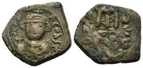 Constans II (641-668). Æ 40 Nummi (24,2mm, 6g). Syracuse, AD 641-644. Crowned and draped facing bust, holding globus cruciger. R/ Large m; A/N/A N/Є/O...