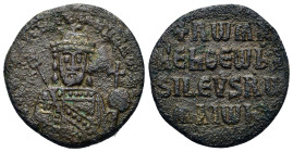 Constantine VII and Romanus I (913-959). Æ 40 Nummi (24,6mm, 7.2g). Constantinople, 931-944. Crowned facing half-length figure of Romanus, holding lab...