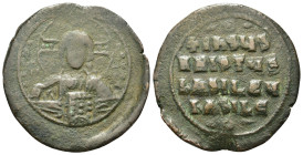 Anonymous, time of Basil II and Constantine VIII (c. 976-1025). Æ 40 Nummi (34,4mm, 12,65g). Facing bust of Christ Pantocrator. R/ Legend in four line...