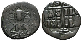 Anonymous, time of Basil II and Constantine VIII, c. 1020-1028. Æ 40 Nummi (27.5mm, 10.69g, 6h). Uncertain (Thessalonica?) mint. Facing bust of Christ...