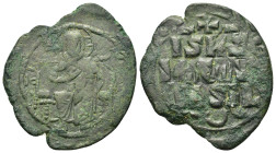 Anonymous, time of Constantine IX (1042-1055). Æ 40 Nummi (33,). Constantinople. Christ Pantokrator enthroned facing. R/ Legend in four lines. Sear 18...