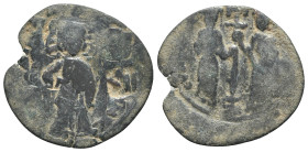 Constantine X and Eudocia (1059-1067). Æ 40 Nummi (28mm, 3.18g, 6h). Constantinople. Christ standing facing on footstool. R/ Constantine and Eudocia s...