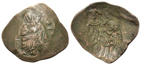 Manuel I Comnenus. AD 1143-1180. Æ Trachy (26,3mm, 2.75g). Constantinople. Christ enthroned facing. R/ Emperor and Virgin standing facing. Sear 1966.