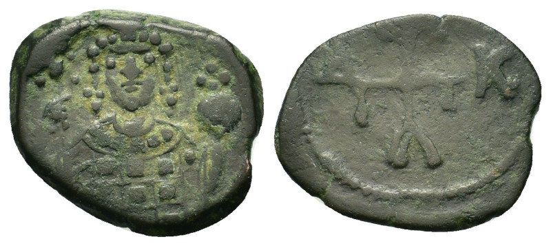 Manuel I (1143-1180). Æ Half Tetarteron (17,2mm, ). Uncertain Greek mint. Crowne...