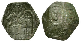 Latin Rulers of Constantinople (1204-1261). Æ Trachy (17mm, 0.98g). Constantinople. Facing bust of Christ Pantokrator. R/ Archangel Michael standing f...