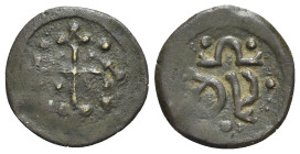 Bulgaria(?), c. 14th century. Æ (19mm, 1.28g). Cross. R/ Omega above monogram. D&D -. VF