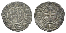 Italy, Sardegna. Giacomo II d'Aragona (1291-1327). BI Alfonsino Minuto (15mm, 0.77g). Arms. R/ Cross; star in each quarter. CNI 4. VF