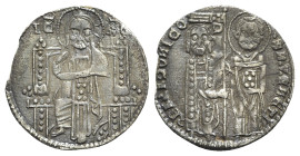 Italy, Venezia. Bartolomeo Gradenigo (1339-1342). AR Grosso (20mm, 1.72g, 6h). Doge and S. Marco standing facing, holding banner between them. R/ Chri...