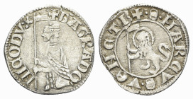 Italy, Venezia. Bartolomeo Gradenigo (1339-1342). AR Soldino (18mm, 0.83g, 6h). Doge kneeling l., holding banner. R/ Lion rampant l. Paolucci 3. VF