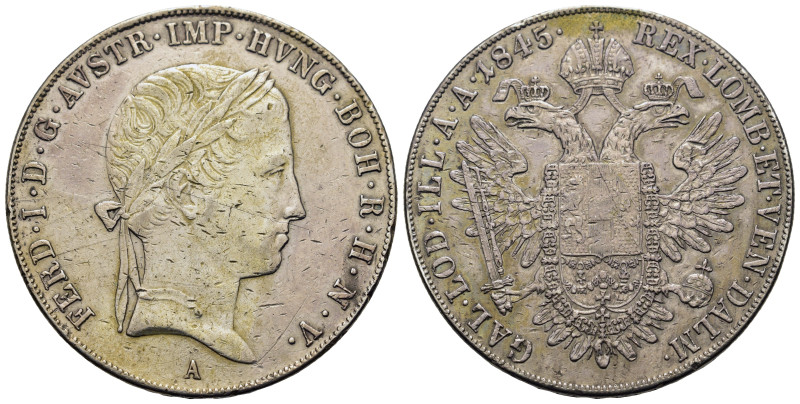 Austria. Ferdinand I (1835-1848). AR 1 Taler 1845 A (38,1mm, 27,9g). Wien. KM 22...