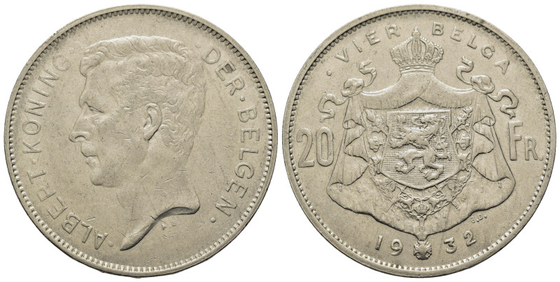 Belgium. Albert I (1909-1934). 20 Francs 1932 (37mm, 19.71g). KM 101.1.