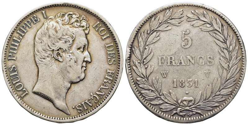 France. Louis Philippe I (1830-1848). AR 5 Francs 1831 W (37,3mm, 24,5g). Lille....