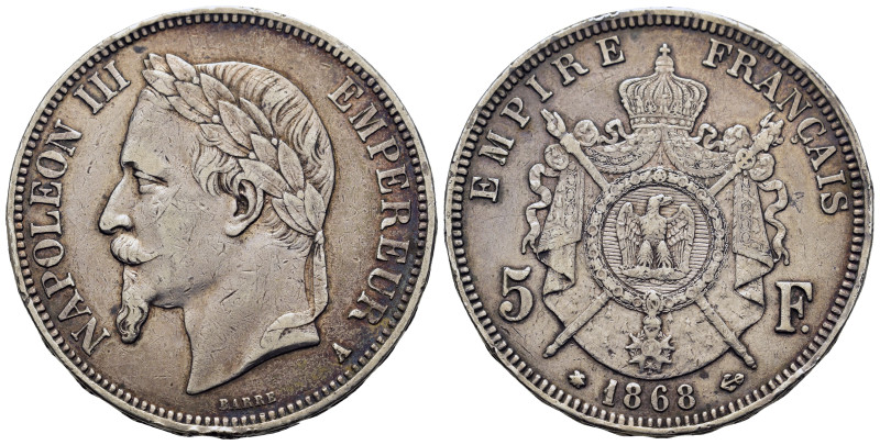 France. Napoleon III (1852-1870). AR 5 Francs 1868 A (37,5mm, 25g). Paris. KM 79...