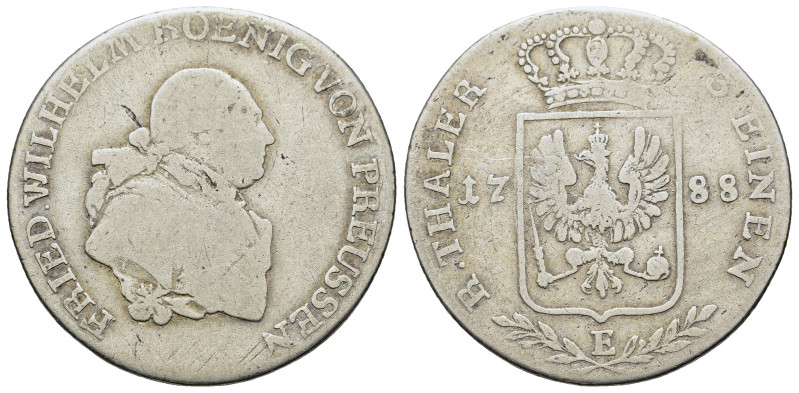 German States, Prussia. Friedrich Wilhelm II (1786-1797). AR 1/3 Thaler 1788 E.