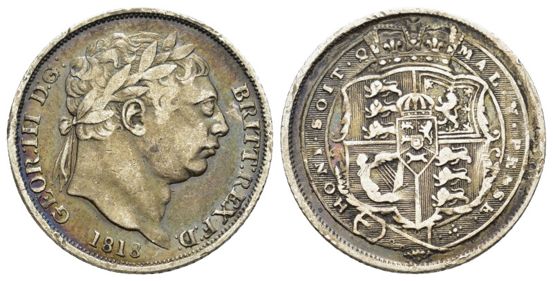 Great Britain. George III (1760-1820). Shilling, 1818 (19,4mm, 2.73g). S.3790.