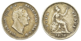 Great Britain. William IV (1830-1837). AR Fourpence 1836 (16,3mm, 1.86g). KM 723; SCE 3837.