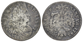 Italy, Mantova. Carlo VI d'Asburgo (1707-1740). 1 Lira 1732 (27mm, 3.00g, 12h). CNI 5. Good Fine
