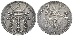 Italy, Papal. Sede Vacante, 1823. AR Mezzo Scudo 1823, Bologna (34mm, 13.04g, 12h). Gigante 4. VF