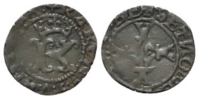 Spanish Netherlands, Brabant. Charles V (1506-1555). Æ 2 Mites (17mm, 0.75g). Crowned K. R/ Cross. GH 196-1. VF