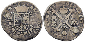 Spanish Netherlands, Brabant. Albert & Isabella (1598-1621). AR 1/4 Patagon 1614 (32mm, 6.4g). Delm. 270.