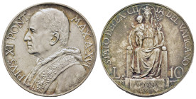 Vatican. Pius XI (1929-1939). AR 10 Lire 1937 (27,1mm, 10g). Pag. 630, Mont. 439.