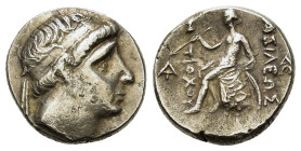 Seleukid King, Antiochos I Soter (281-261 BC). Replica of AR Drachm (17mm, 4.30g), Seleukeia on the Tigris. Diademed head of Antiochos I r. R/ Apollo ...