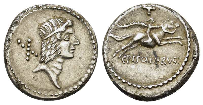 C. Piso L.f. Frugi, Rome, 67 BC. Replica of AR Denarius (18mm, 3.50g); Head of A...