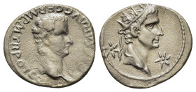 Gaius (Caligula), with Divus Augustus (37-41). Replica of AR Denarius (18mm, 2.80g). Lugdunum, AD 37. Bare head of Gaius r. R/ Radiate head of Divus A...