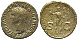 Claudius (41-54). Replica of Æ As (31mm, 9.68g, 6h). Bare head l. R/ Minerva standing r., brandishing javelin and holding shield on l. arm. Replica ma...