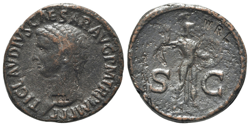 Claudius (41-54). Replica of Æ As (30mm, 9.38g, 6h). Bare head l. R/ Minerva sta...