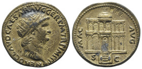 Nero (54-68). Replica of Æ Dupondius (31mm, 14.85g, 6h). Radiate head r. R/ Facade of the Macellum Magnum. Replica made by WRL (Westair Reproductions ...