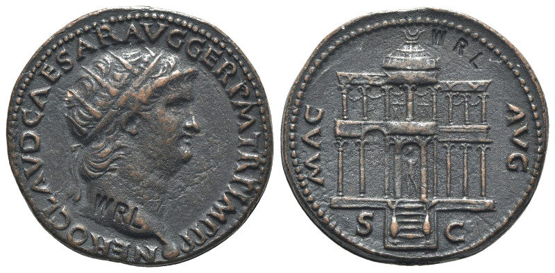 Nero (54-68). Replica of Æ Dupondius (31mm, 9.44g, 6h). Radiate head r. R/ Facad...