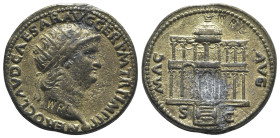 Nero (54-68). Replica of Æ Dupondius (31mm, 13.42g, 6h). Radiate head r. R/ Facade of the Macellum Magnum. Replica made by WRL (Westair Reproductions ...