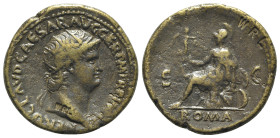 Nero (54-68). Replica of Æ Dupondius (29mm, 9.79g, 6h). Radiate head r. R/ Roma seated l. on cuirass, holding victory. Replica made by WRL (Westair Re...