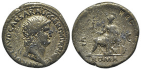 Nero (54-68). Replica of Æ Dupondius (30mm, 12.22g, 6h). Radiate head r. R/ Roma seated l. on cuirass, holding victory. Replica made by WRL (Westair R...