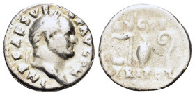 Vespasian (69-79). Replica of AR Denarius (18mm, 2.70g). Rome. Laureate head r. R/ Simpulum, aspergillum, guttus, and lituus. Cf. RIC II 43. Modern re...