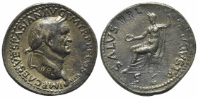 Vespasian (69-79). Replica of Æ Sestertius (36mm, 11.49g, 6h). Laureate head r. R/ Salus seated l., holding patera and sceptre. Replica made by WRL (W...