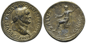 Vespasian (69-79). Replica of Æ Sestertius (37mm, 17.93g, 6h). Laureate head r. R/ Salus seated l., holding patera and sceptre. Replica made by WRL (W...